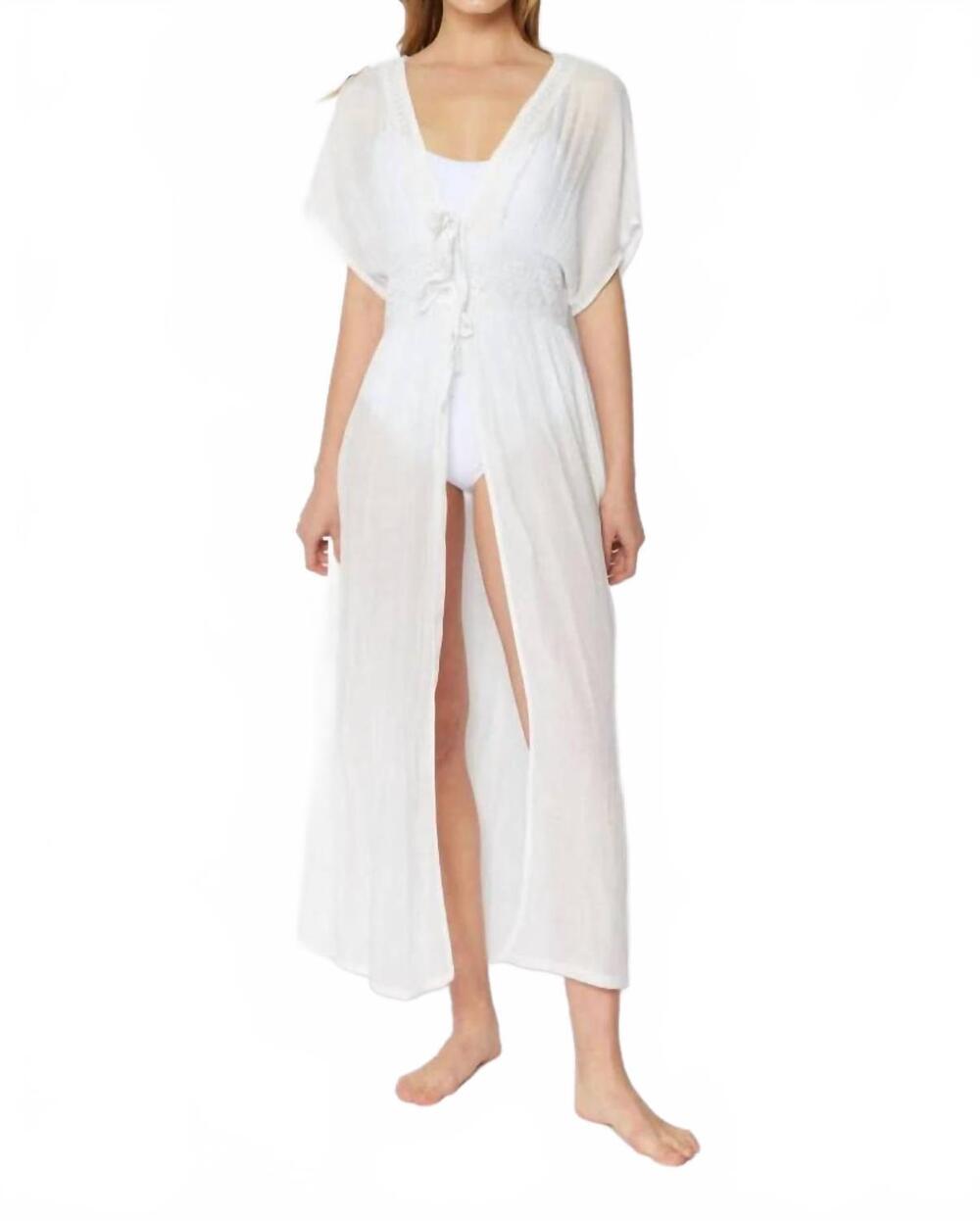 NEW MARINA WEST SWIM embroidered long kaftan cover up in off-white